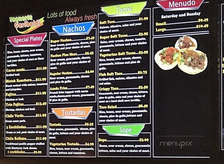 Taqueria Garibaldi - Sacramento, CA menu_pic