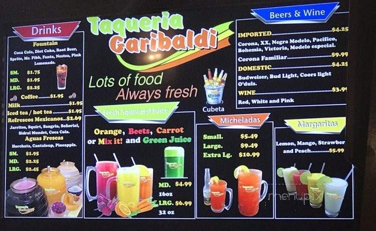 Taqueria Garibaldi - Sacramento, CA menu_pic
