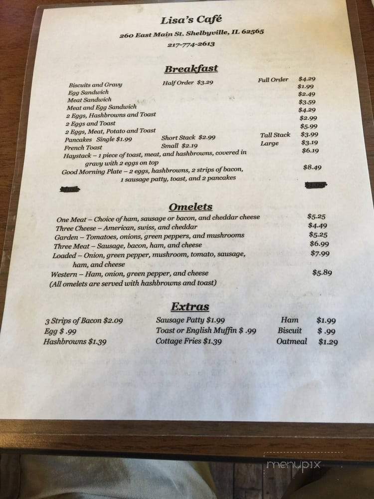 Lisa's Cafe - Shelbyville, IL menu_pic