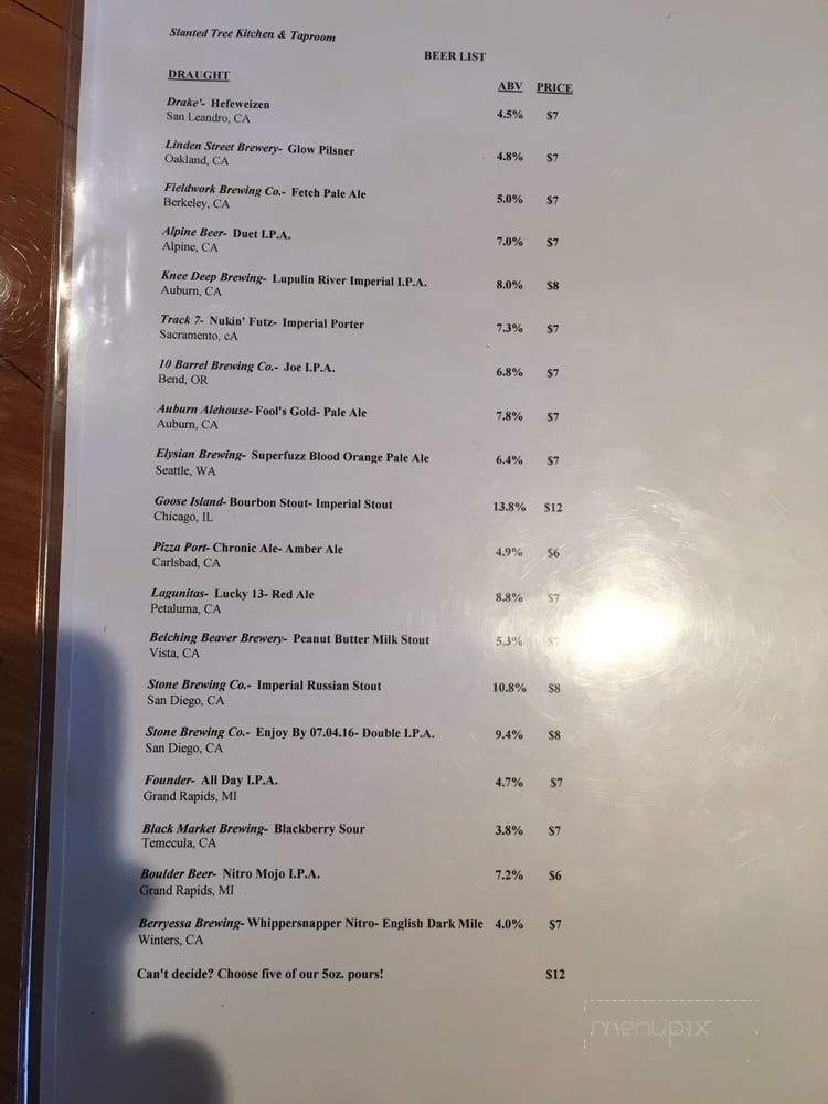 /28577744/Slanted-Tree-Kitchen-and-Taproom-Menu-Fairfield-CA - Fairfield, CA