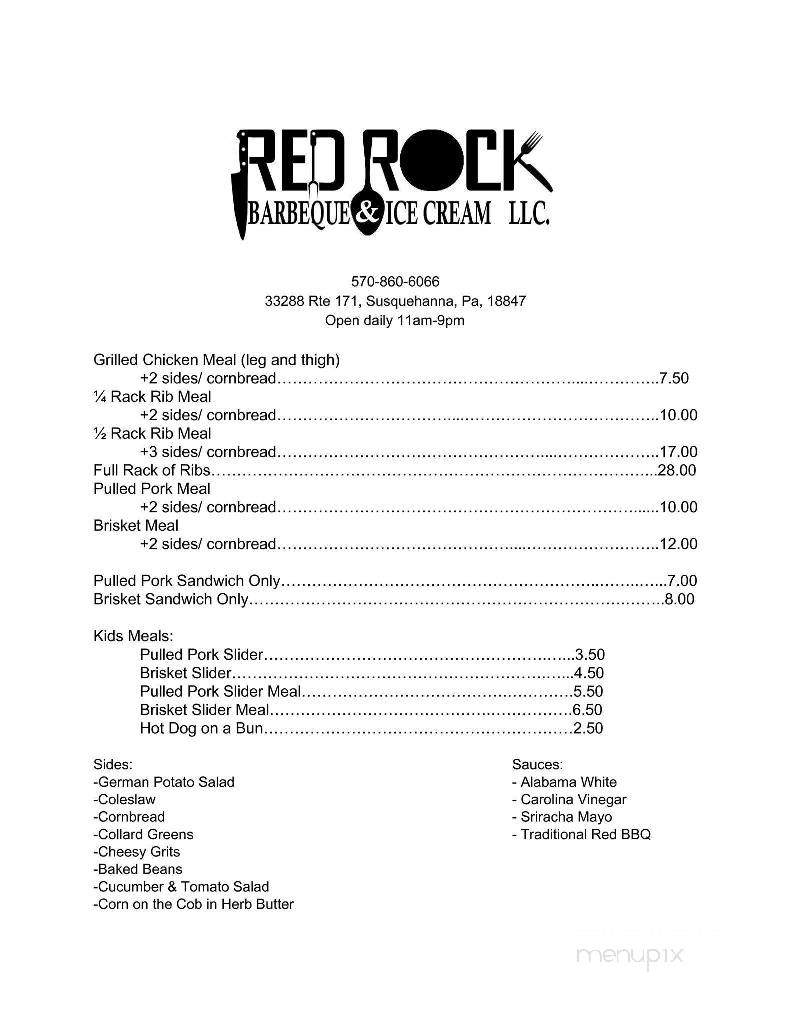 Red Rock BBQ & Catering - Susquehanna, PA menu_pic