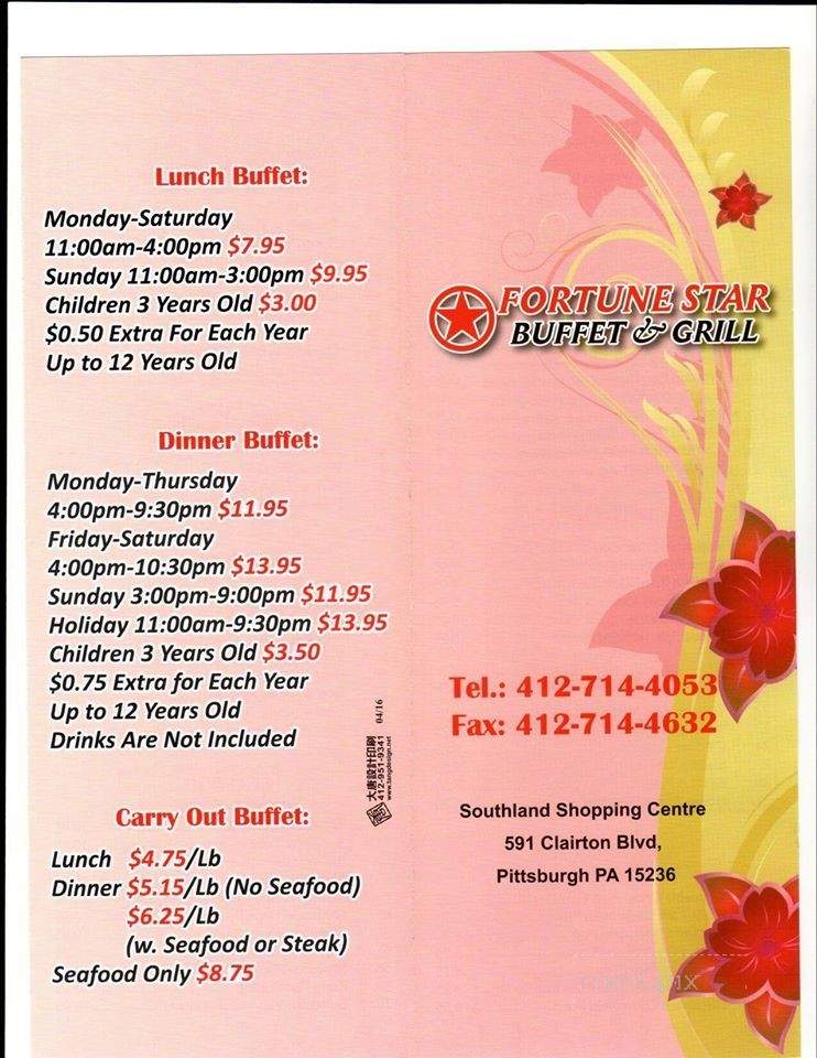 Fortune Star Buffet & Grill - Pleasant Hills, PA menu_pic