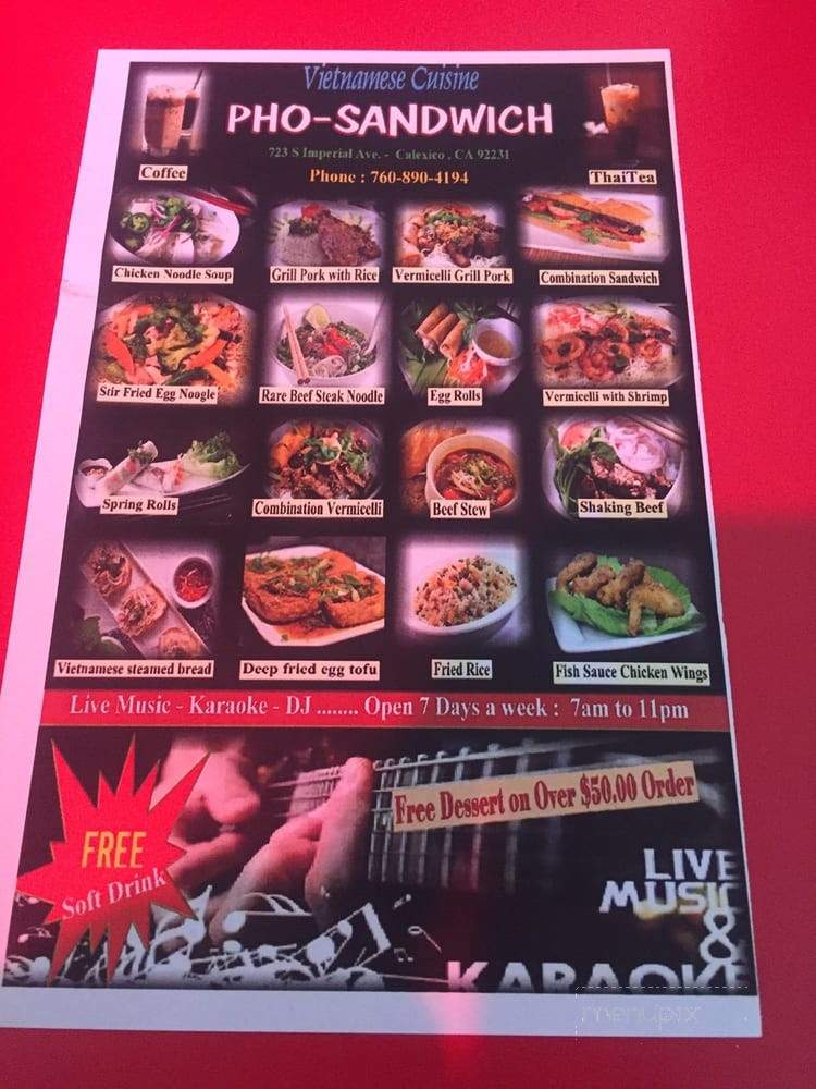 Asian Express Pho & Sandwich - Calexico, CA menu_pic