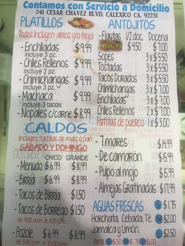 Restaurante Antojitos Estilo Mexicali - Calexico, CA menu_pic