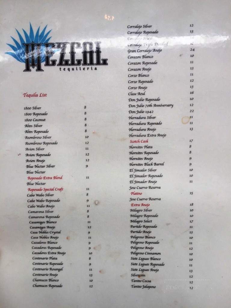 Mescal Tequileria - Albuquerque, NM menu_pic
