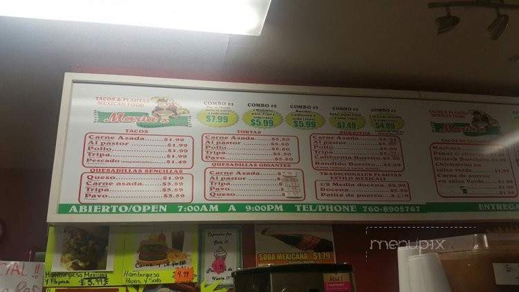 Maria's Restaurant - Calexico, CA menu_pic