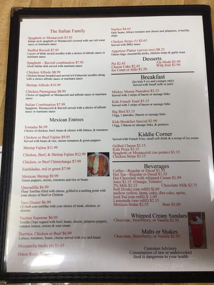 Filis Cafe - Cudahy, WI menu_pic