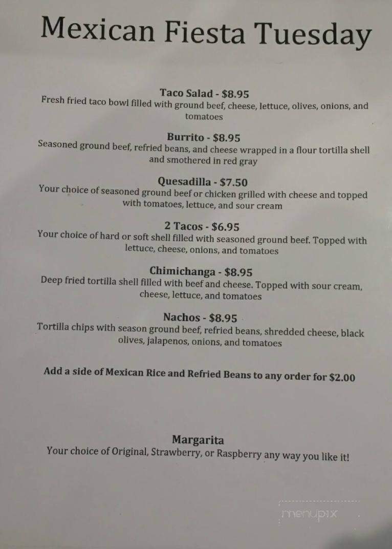 Silver Prairie Saloon - McLeod, ND menu_pic