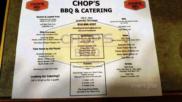 Chops BBQ - Smithville, MO menu_pic