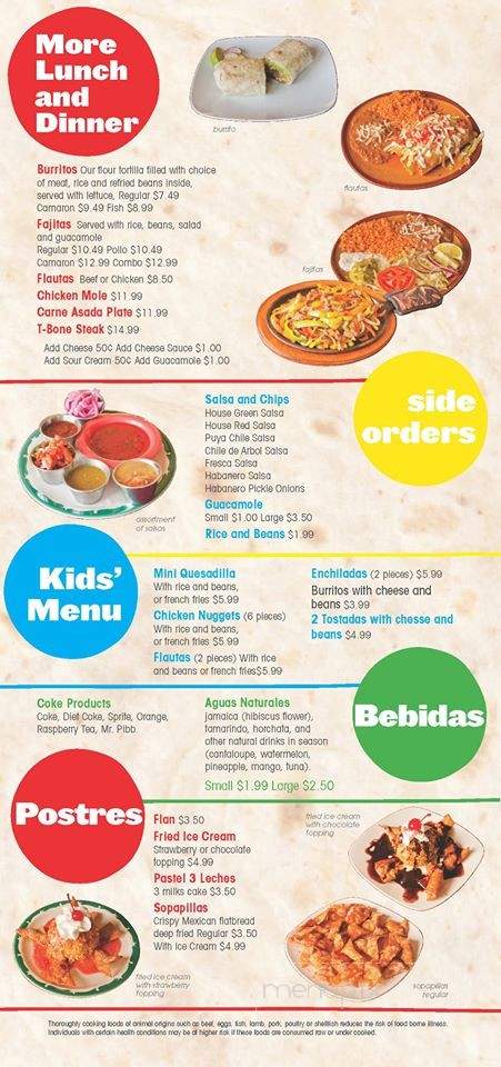 Sonora Taqueria - Sunnyvale, CA menu_pic