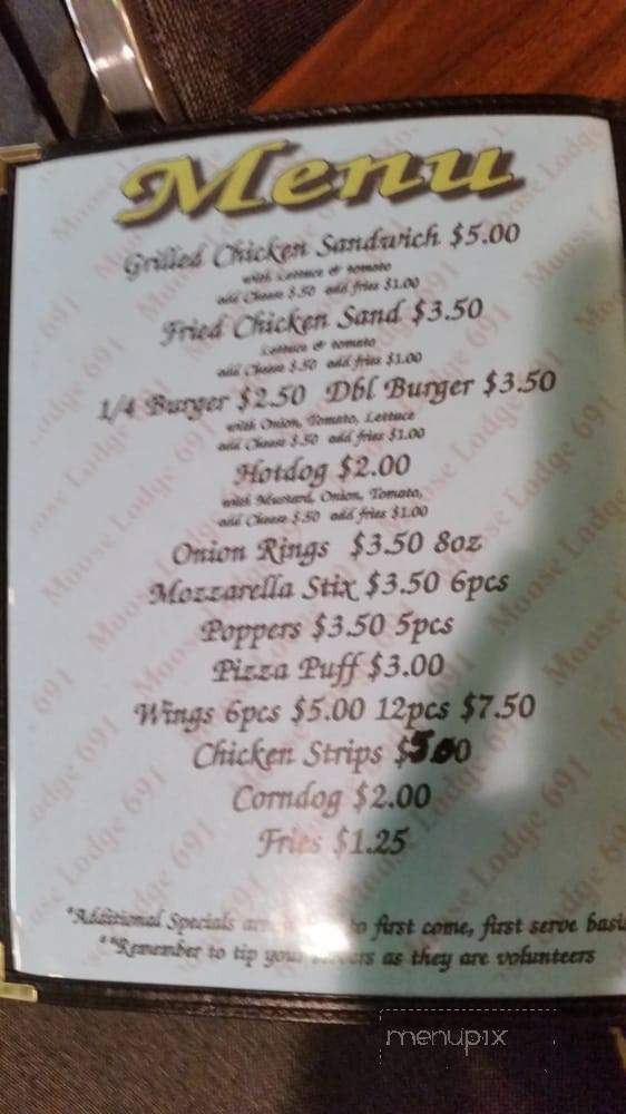 Moose Lodge No 691 - Johnsburg, IL menu_pic
