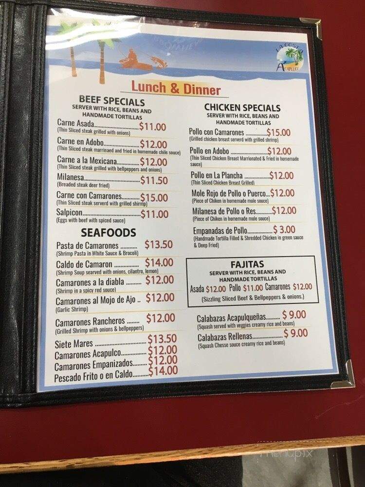 La Costa De Acapulco - Lathrop, CA menu_pic