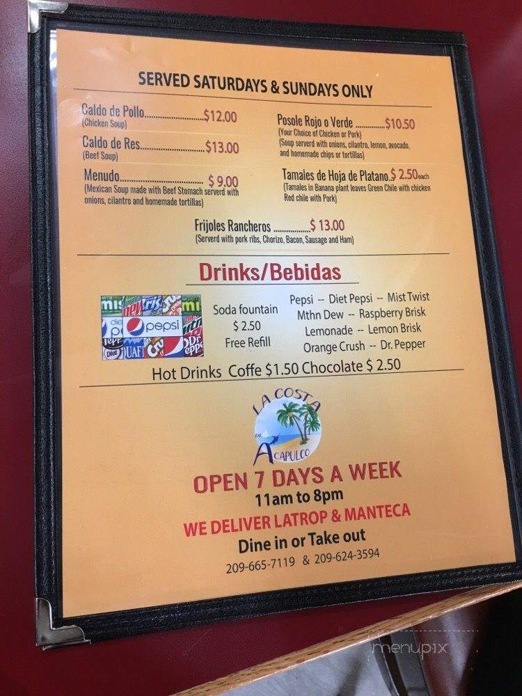 La Costa De Acapulco - Lathrop, CA menu_pic