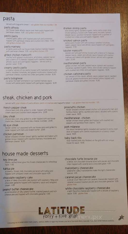Latitude 45 - Baker City, OR menu_pic