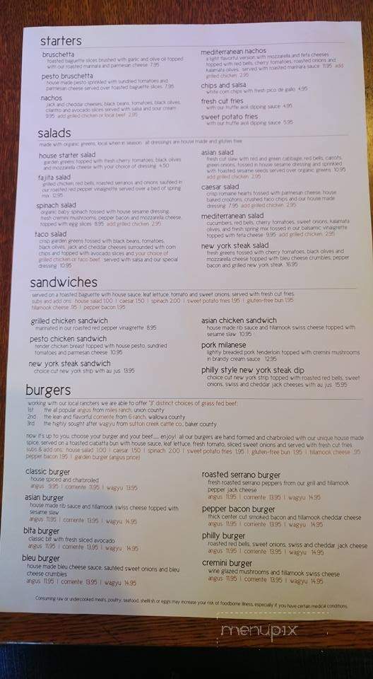 Latitude 45 - Baker City, OR menu_pic