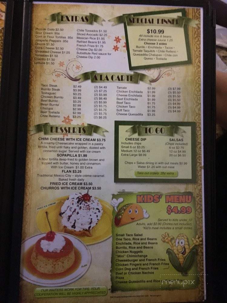 Margaritas - Covington, TN menu_pic