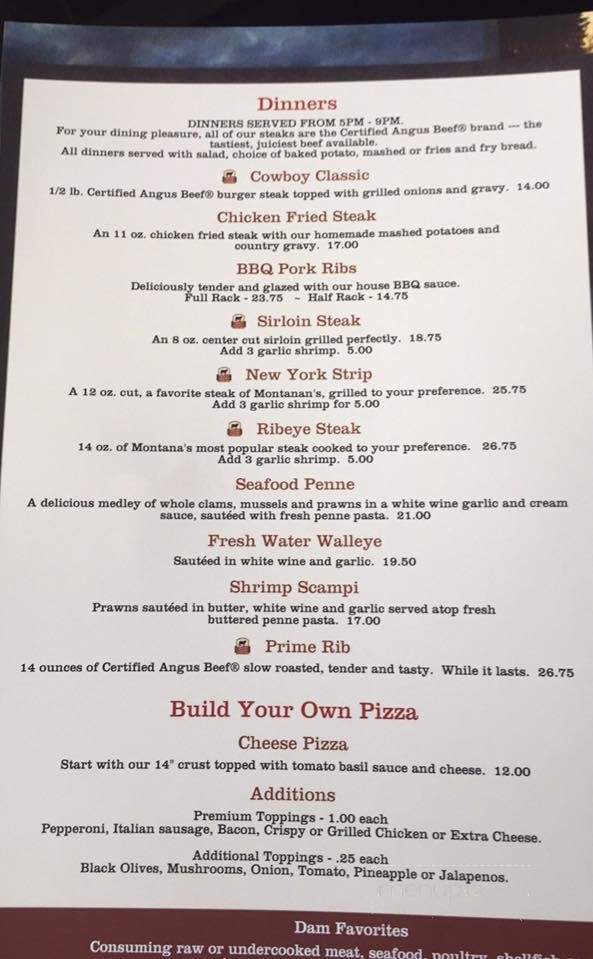The Dam Bar - Helena, MT menu_pic