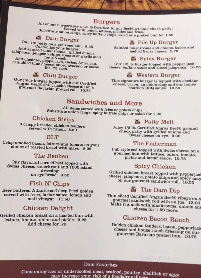 The Dam Bar - Helena, MT menu_pic