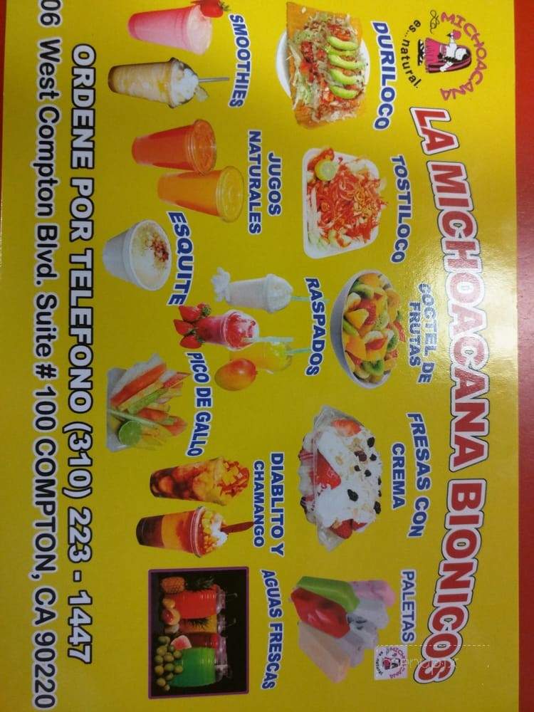 La Michoacana - Compton, CA menu_pic
