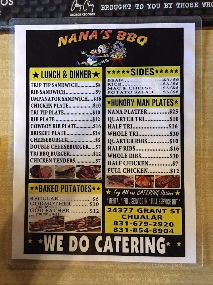 Nana's BBQ Grill - Chualar, CA menu_pic