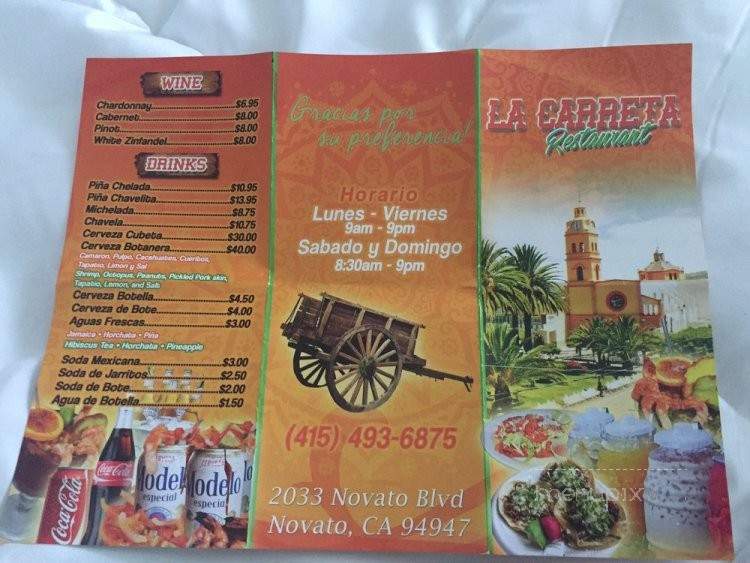 la carreta - Novato, CA menu_pic