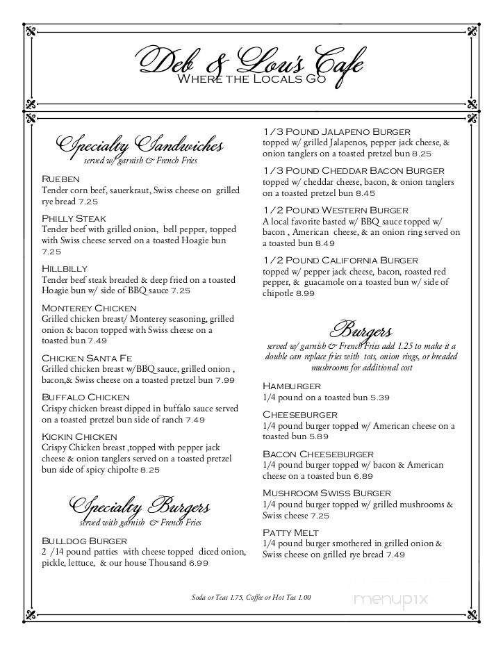 /28609298/Deb-And-Lous-Cafe-Menu-Gainesville-MO - Gainesville, MO