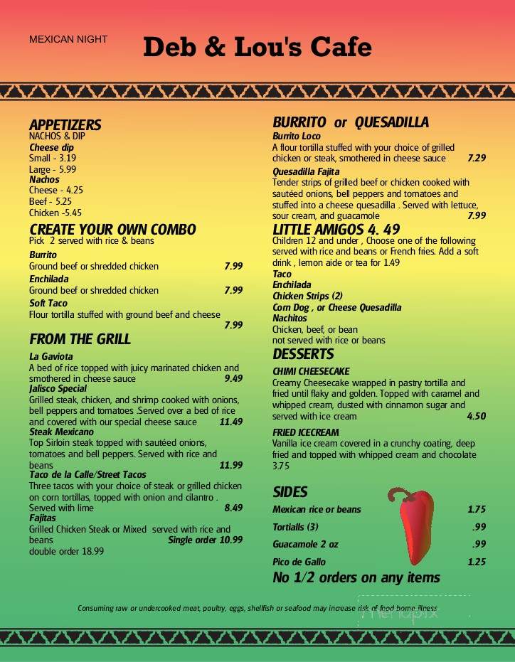Deb And Lou's Cafe - Gainesville, MO menu_pic