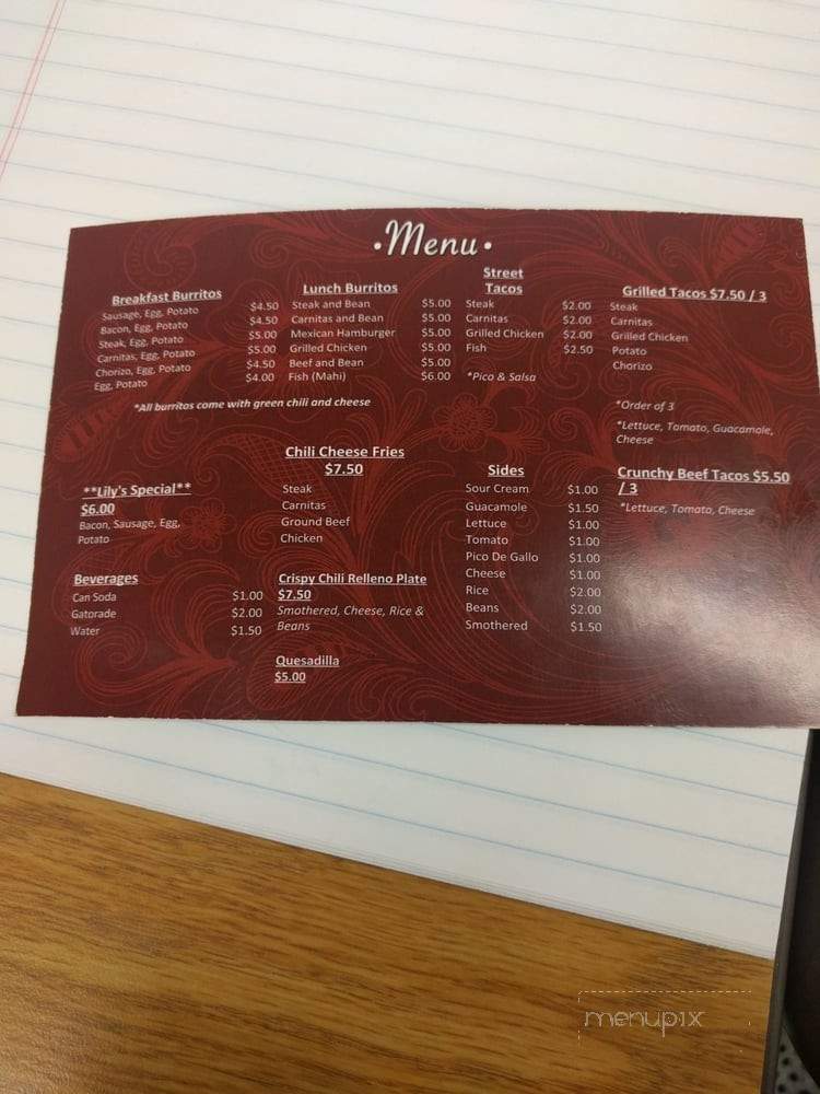 Lily's Cocina - Denver, CO menu_pic