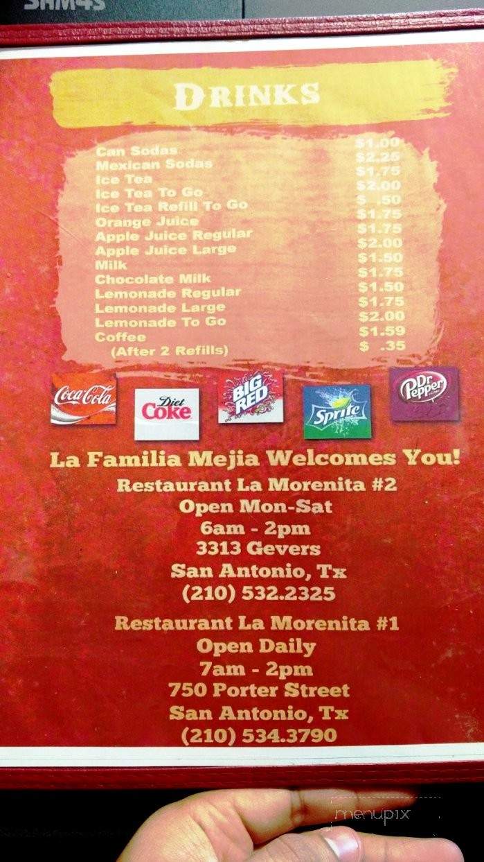 Restaurante La Morenita - San Antonio, TX menu_pic