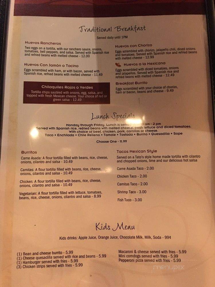 Tato's Mexican Grill & Cantina - Manteca, CA menu_pic