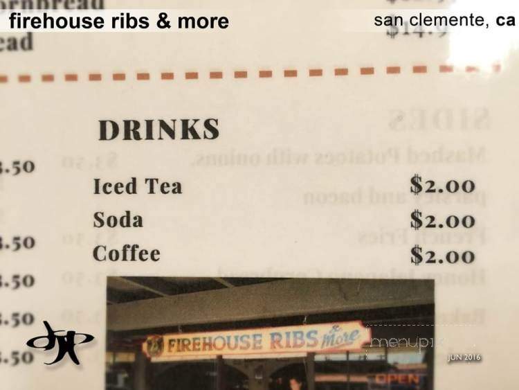 Firehouse Ribs & More - San Clemente, CA menu_pic