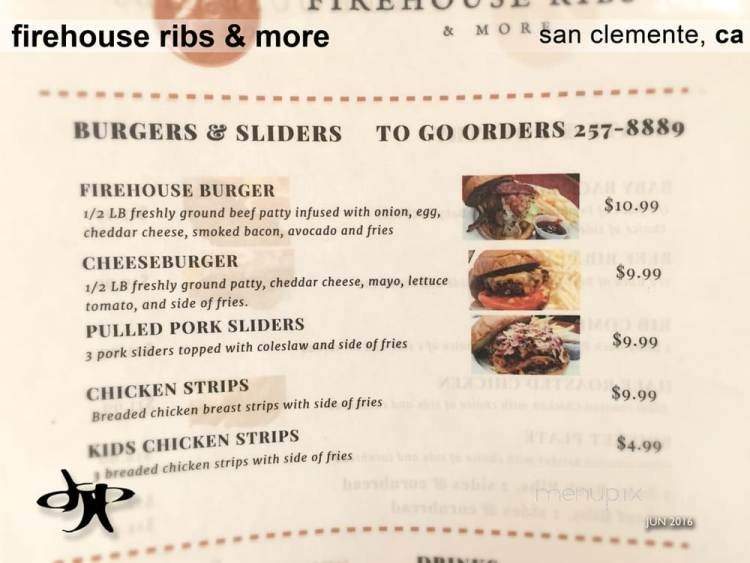 Firehouse Ribs & More - San Clemente, CA menu_pic