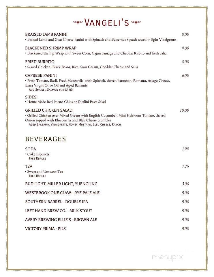 Vangelis - Seneca, SC menu_pic