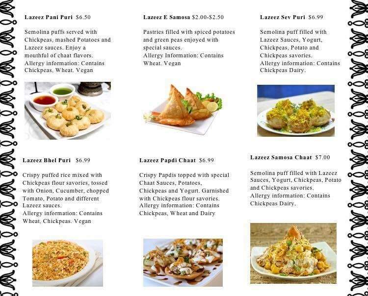 Lazeez Flavors of India Restaurant and Lazeez Chaat House - Spring Arbor, MI menu_pic