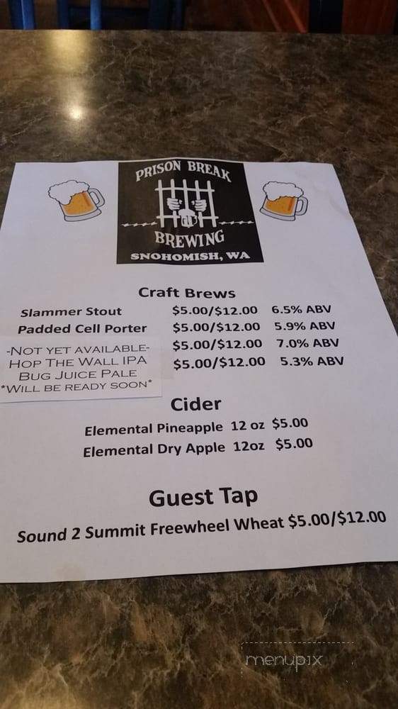 Prison Break Brewing - Snohomish, WA menu_pic