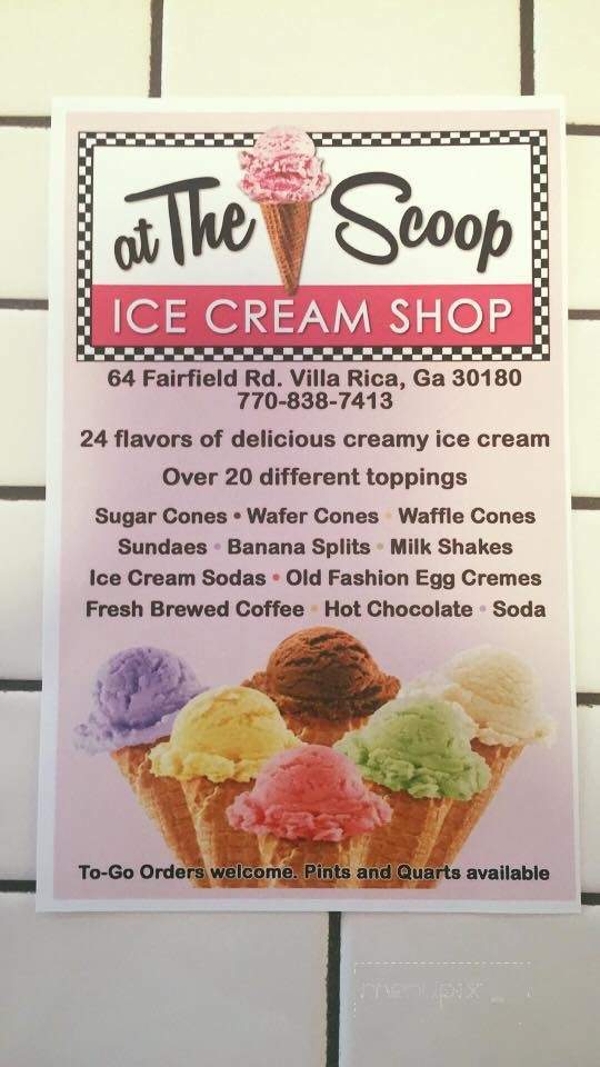 At The Scoop Ice Cream Shop - Villa Rica, GA menu_pic