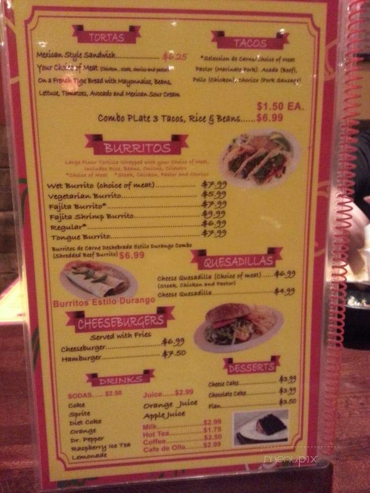 Gorditas Durango Mexican Grill - North Hollywood, CA menu_pic