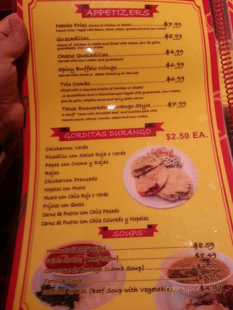 Gorditas Durango Mexican Grill - North Hollywood, CA menu_pic