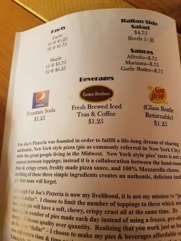 Fat Joe's Pizzaria - Wausau, WI menu_pic