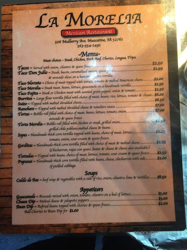 La Morelia - Muscatine, IA menu_pic