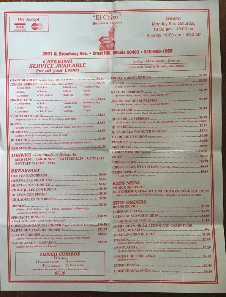 El Chivo Birrieria & Taqueria - Crest Hill, IL menu_pic