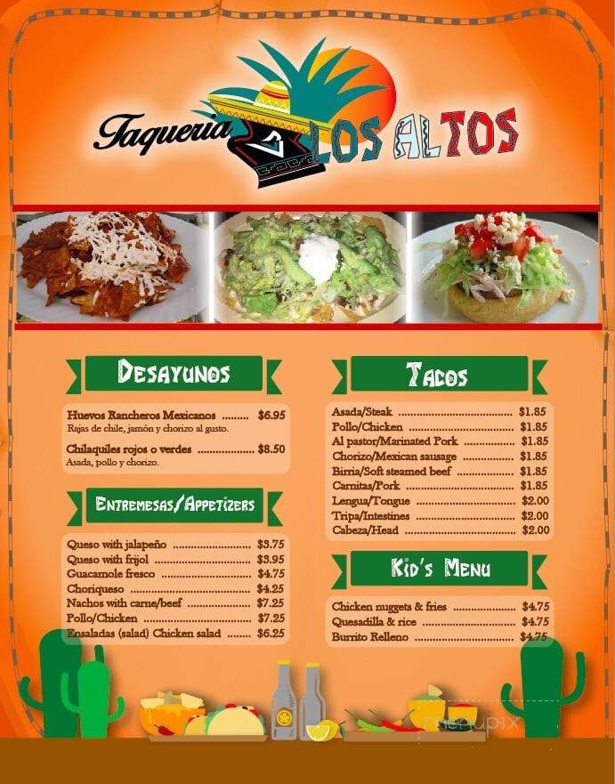 Taqueria Los Altos - Charlotte, NC menu_pic