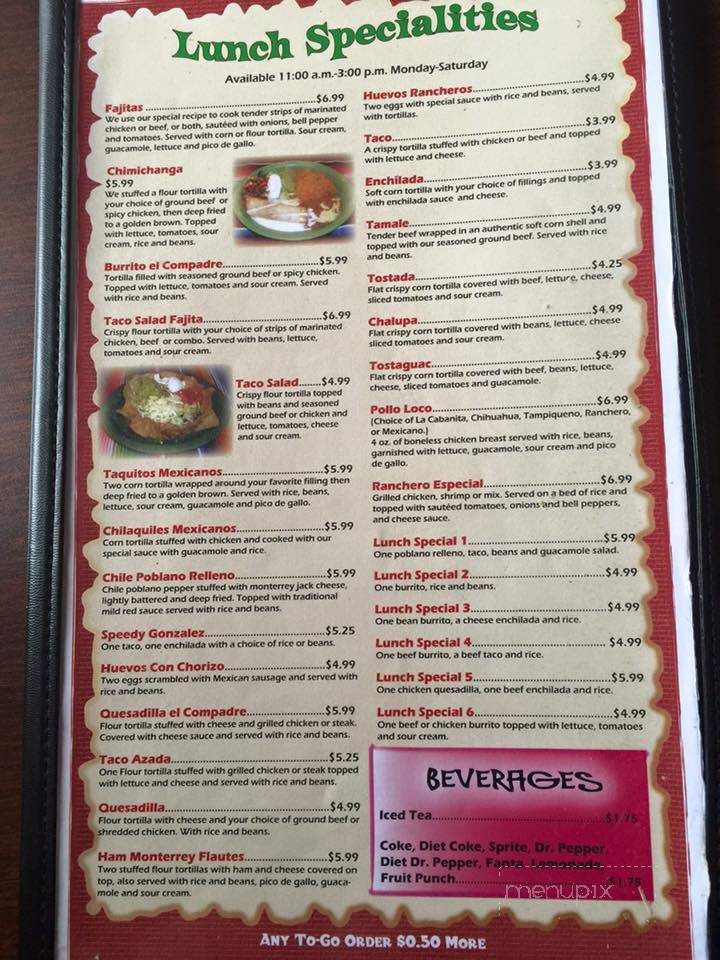 El Compadre - Magnolia, AR menu_pic