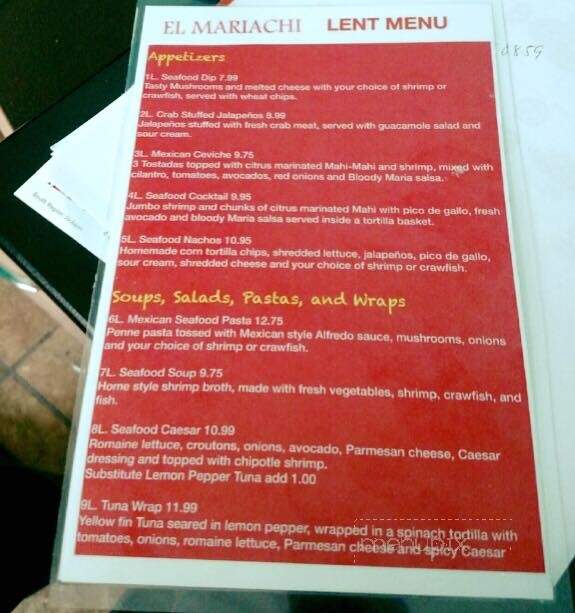 El Mariachi Mexican Cuisine - New Iberia, LA menu_pic