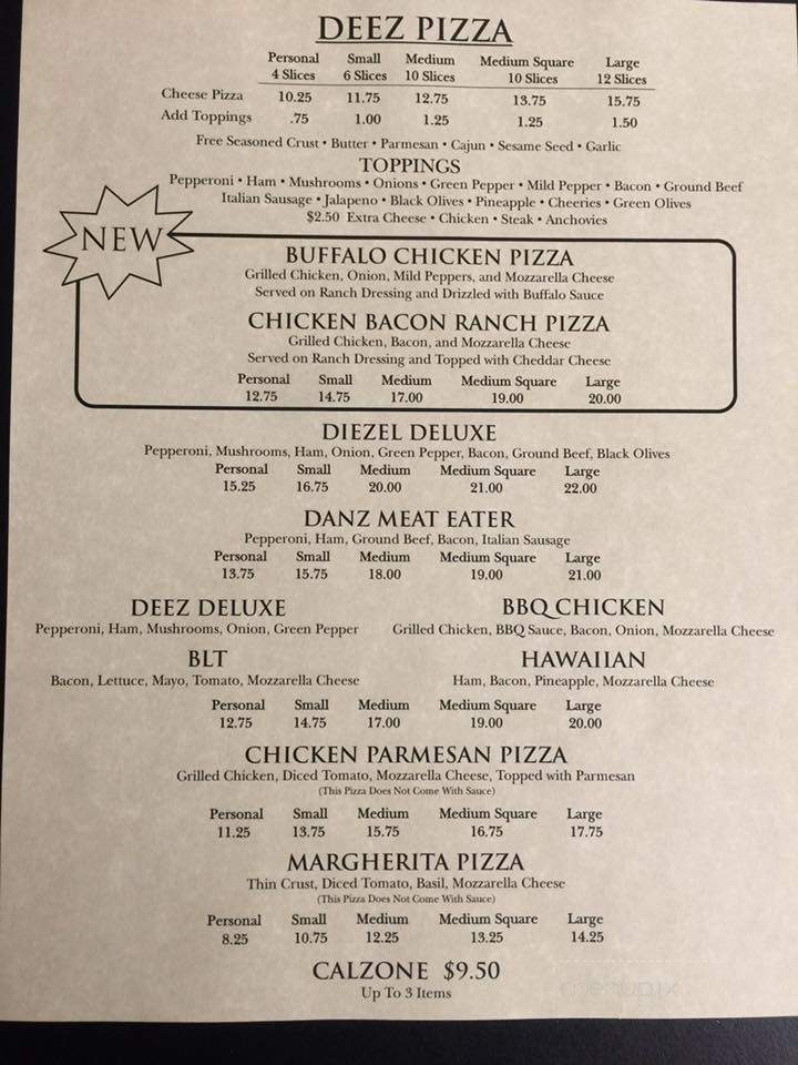 Deez Pizzeria - Luzerne, MI menu_pic