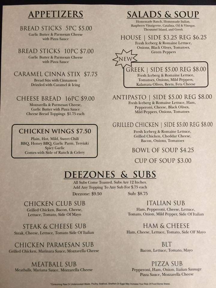 Deez Pizzeria - Luzerne, MI menu_pic