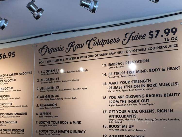 Juice Infusion - Marina Del Rey, CA menu_pic