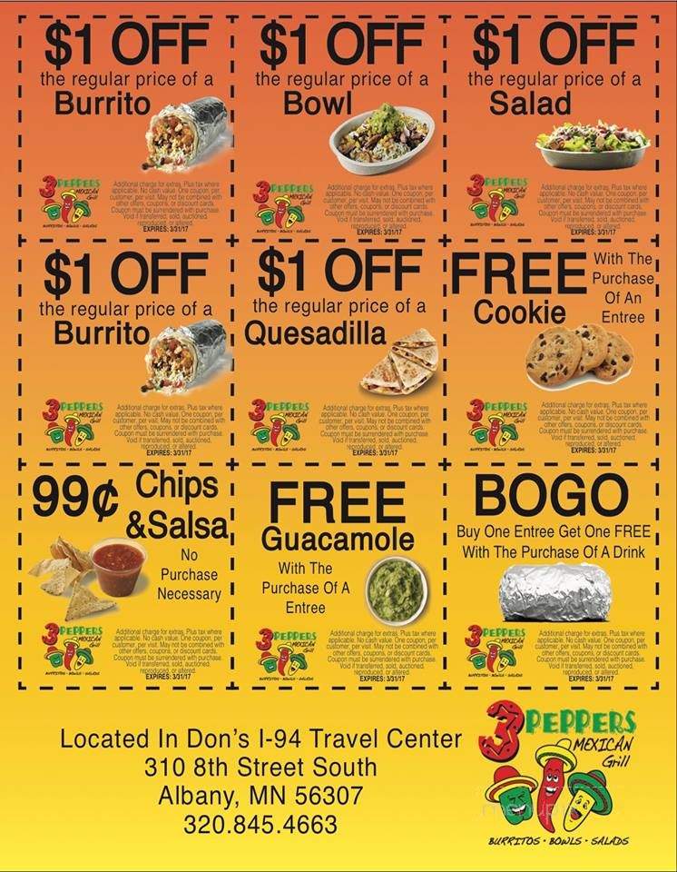 3 Peppers Mexican Grill - Albany, MN menu_pic