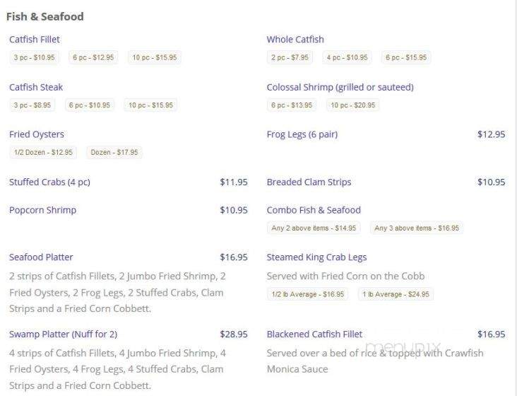 Brandon's On The Bend - Many, LA menu_pic