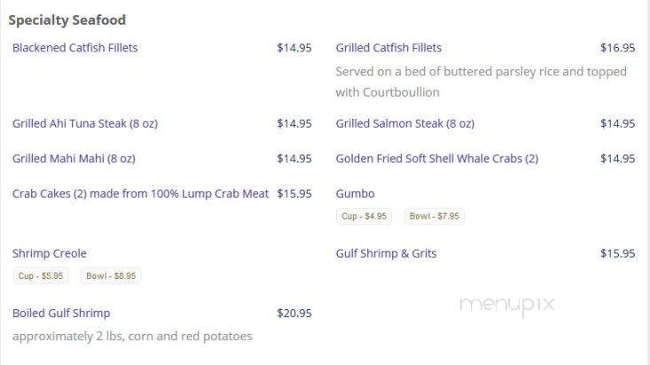 Brandon's On The Bend - Many, LA menu_pic